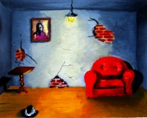 Evicted: oil on canvas, 10"x8" 2005